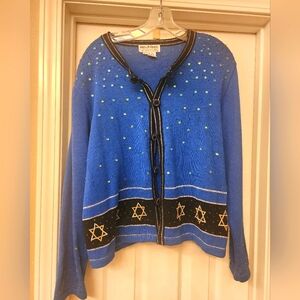 XL Hannukah Cardigan Wiyh Beading